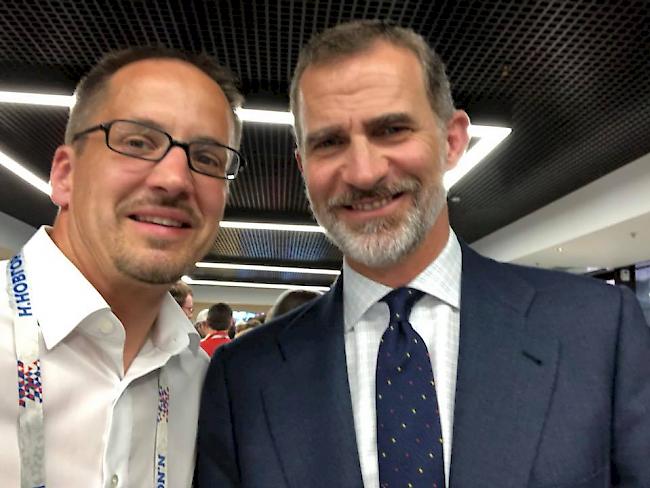 Kommt einem Spanisch vor. Oberstaatsanwalt Rinaldo Arnold (links) mit König Felipe VI. von Spanien, im VIP-Bereich anlässlich eines WM-Achtelfinals in Russland.