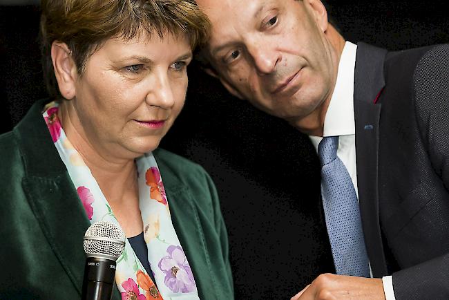 Rückendeckung. Bundesratskandidatin Viola Amherd und Ständerat Beat Rieder.