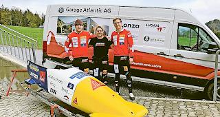 Ein Teil des Bobteams Kuonen: Patrick Kuonen, Michael D&ouml;rig und&nbsp;Michael Kuonen (von links).
