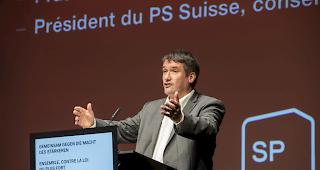 SP-Pr&auml;sident Christian Levrat spricht anl&auml;sslich des Parteitags der SP Schweiz. 