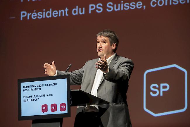 SP-Präsident Christian Levrat spricht anlässlich des Parteitags der SP Schweiz.