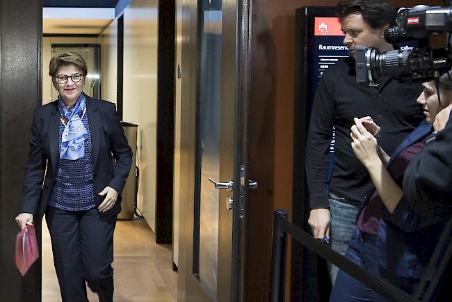Bundesratskandidatin Viola Amherd erscheint am vergangenen Dienstag beim Hearing bei der SVP.