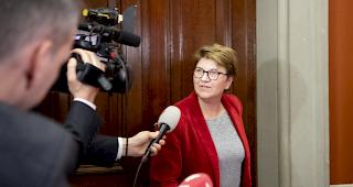 Bundesratskandidatin Viola Amherd nach dem Hearing bei der SP-Fraktion.