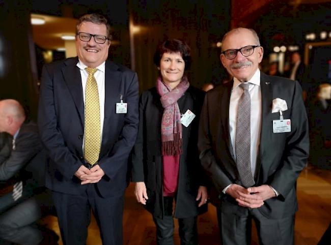 Briger Delegation: Stadtschreiber Eduard Brogli, CVP-Stadträtin Lucia Näfen und Stadtpräsident Louis Ursprumg.