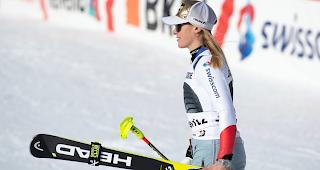 Mikaela Shiffrin gewann auch den Super-G von St. Moritz. Eine Woche nach ihrer Siegpremiere in dieser Disziplin triumphierte die 23-j&auml;hrige Amerikanerin im Engadin vor Lara Gut-Behrami (Foto) und Tina Weirather.
