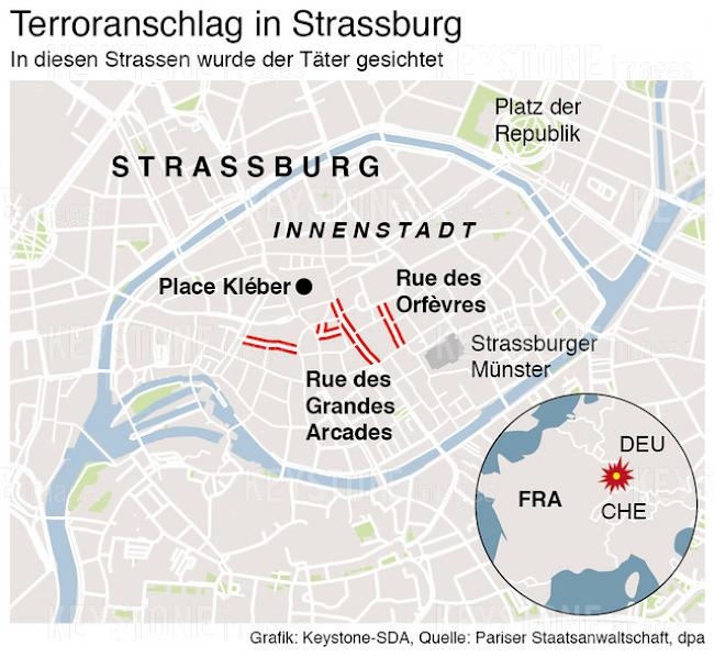 Verortung des Attentats in der Strassburger Innenstadt