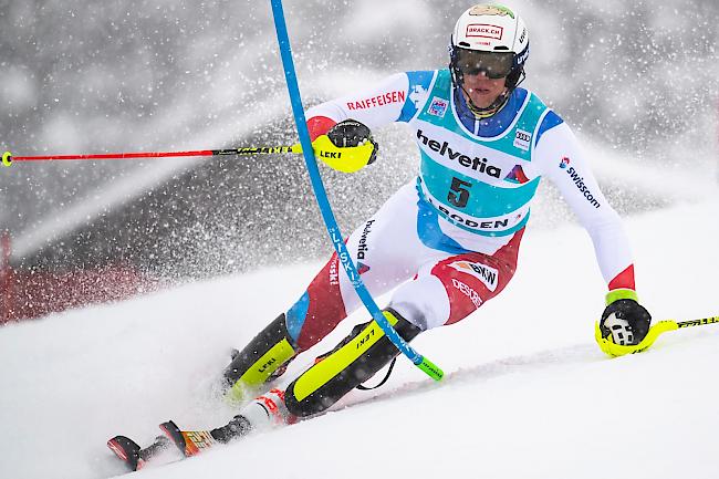 Schnellster Schweizer. Der Visper Ramon Zenhäusern fährt beim Slalom-Klassiker von Adelboden auf Rang 5.