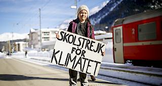 Klimaaktivistin. Greta Thunberg k&uuml;ndigte an, bis Freitag beim WEF dabei zu sein. Sie setzt sich an vorderster Front f&uuml;r ein st&auml;rkeres Klimabewusstsein ein.
