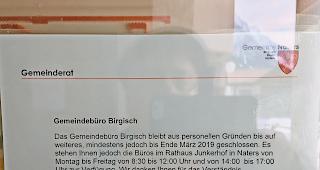 Aus personellen Gr&uuml;nden. Die Gemeindeschalter in Birgisch und Mund sind derzeit geschlossen.