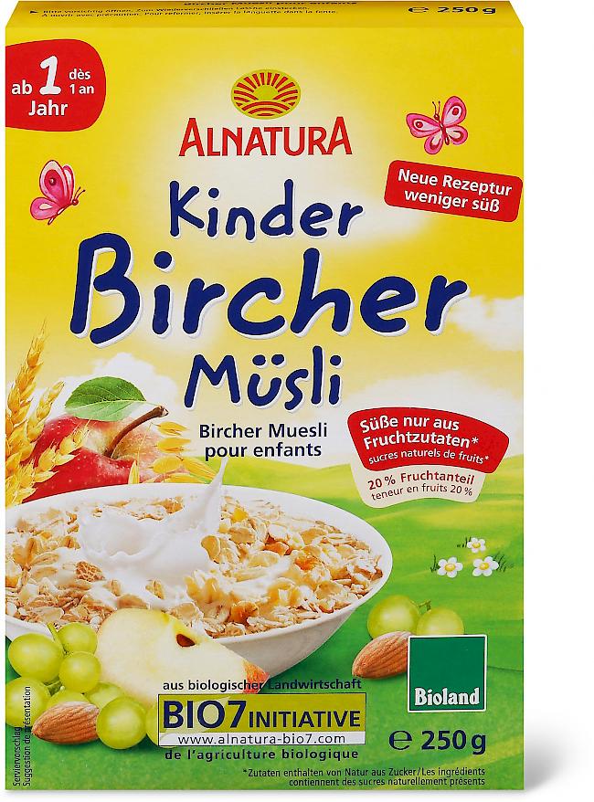 Zurückbringen. Das Alnatura Kinder Bircher Müsli kann Teile von Apfelstielen enthalten. Kunden sind gebeten, es nicht mehr zum Verzehr zu geben.