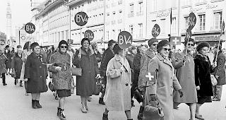 &laquo;Marsch auf Bern&raquo;. Demonstration f&uuml;r das Frauenstimmrecht, 1. M&auml;rz 1969.Foto Keystone&nbsp;