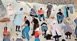 Alltagsszenen. Ein Gem&auml;lde von Charles Menge: Oft hielt der K&uuml;nstler das Alltagsleben in Form und Farbe fest.