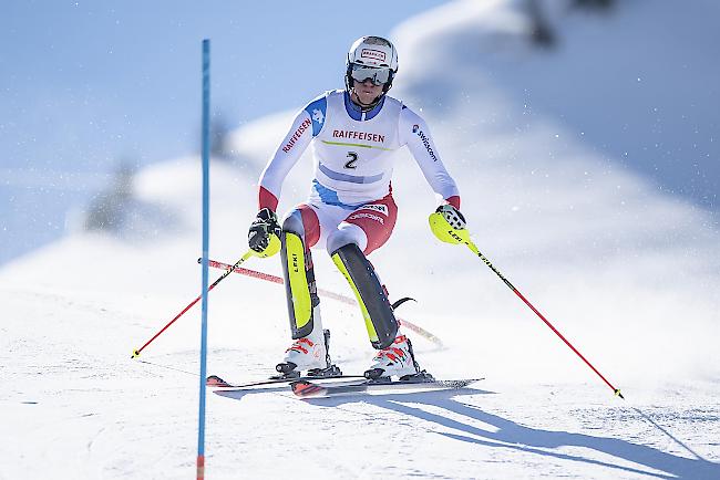 Ramon Zenhäusern wird Zweiter im Slalom, 0,08 Sekunden hinter Loïc Meillard.