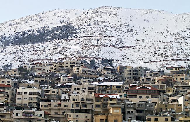 Blick auf das Dorf Majdal Shams in den Golanhöhen, welche 1981 von Israel annektiert wurden. 