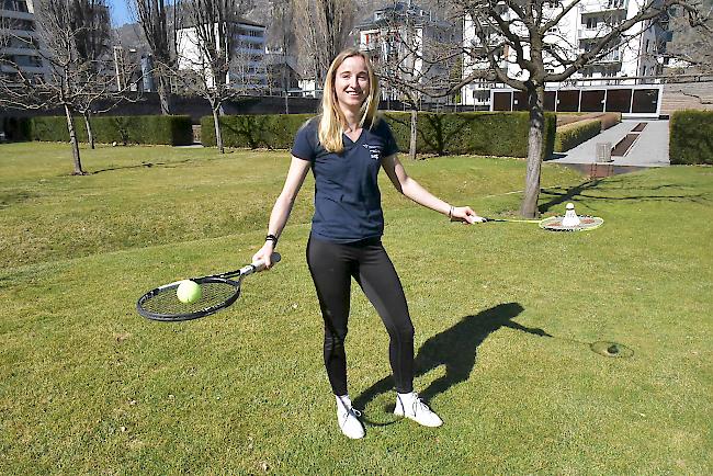 Zwischen 2 Sportarten. Michelle Fux im Briger Stockeralpergarten.