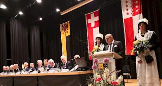 Brigs Stadtpr&auml;sident Louis Ursprung begr&uuml;sste am Samstagmorgen in der Briger Simplonhalle die Delegierten und Ehrenmitglieder des VSSV.