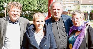 Im Interesse der Arbeitnehmer. German Eyer, Doris Schmidhalter-N&auml;fen, Jeanny Morard und Catherine Laubscher von der Unia  (von links).