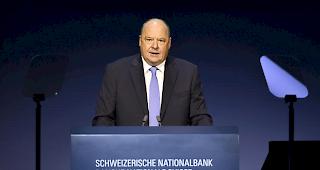 Jean Studer, Pr&auml;sident des Bankrats der Schweizerischen Nationalbank spricht am Freitag, 26. April an der 111. Generalversammlung in Bern.
