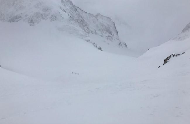 Blick auf die Unglücksstelle im Fieschertal.