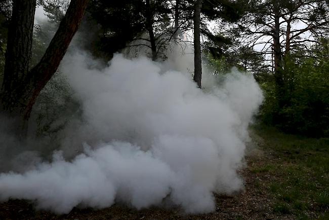 Nebelkanonen sorgen für eine authentische Übung. 