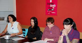 Daniela Pollinger, Silvia Eyer, Renata Werlen und Melanie Anderegg stellten das Programm f&uuml;r den Frauenstreik vom kommenden Freitag im Oberwallis vor. 