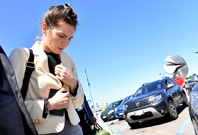 Amanda Knox bei ihrer Ankunft am Flughafen in Mailand. 