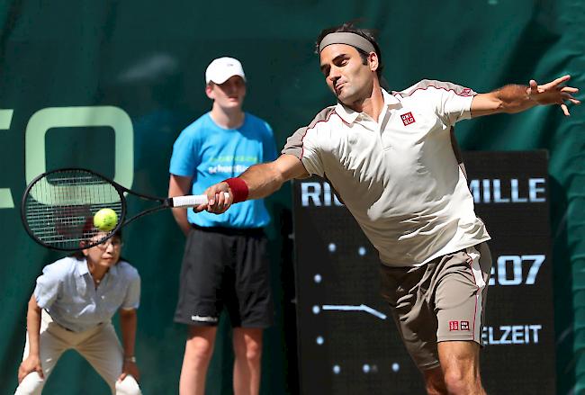 Stark. Roger Federer steht zum 13. Mail im Final von Halle. Zehn Titel konnte er sich bereits sichern.
