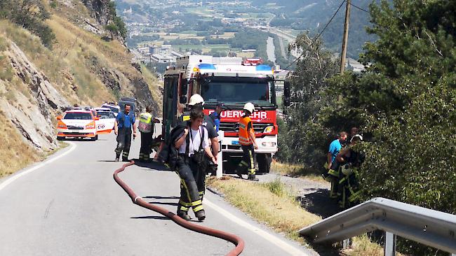 Im Einsatz. Die Stützpunktfeuer Gampel.