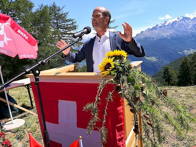 Ständerat Beat Rieder sprach von den Vorteilen der kleinen Schweiz zu ihrem 728. Geburtstag.