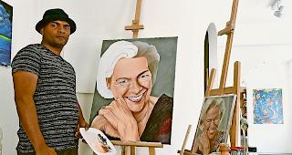 Portr&auml;ts. Govindan Koneswaran in der Briger Pinakothek: &laquo;Ich portr&auml;tiere gerne.&raquo;Foto wb