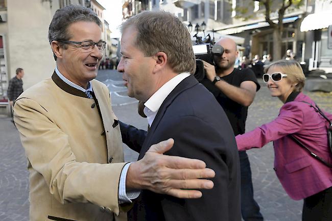 Herzschlagfinale 2015. Pierre-Alain Grichting mit CVP-Konkurrent Jean-René Fournier (links).