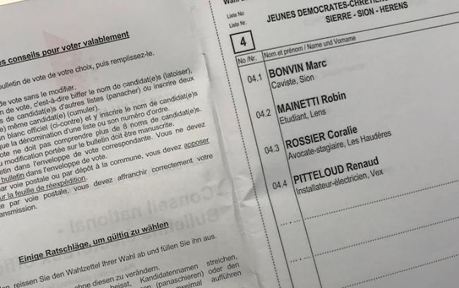 Start bei Liste 4. Statt mit der SPU begannen Dutzende Wahlzettelhefte der Gemeinde Stalden  mit der Jung-CVP der Region Siders.