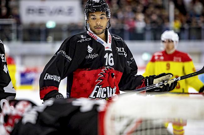 Enttäuschung. Troy Josephs und der EHC Visp unterlagen dem HC Siders im Derby. Foto WB/Andrea Soltermann