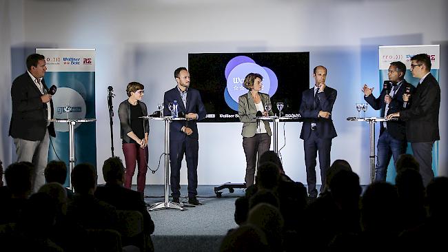 <b>Aus fünf mach’ zwei.</b> Cyrille Fauchère, Brigitte Wolf, Mathias Reynard, Marianne Maret und Beat Rieder (von links). Für welche beiden Kandidierenden wird sich das Stimmvolk am nächsten Sonntag letztlich entscheiden?