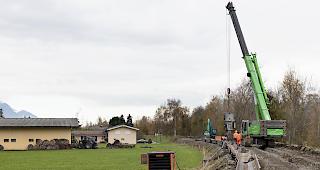 Die Bauarbeiten an der Dammverst&auml;rkung in Massongex zur Sicherung von etwa 360 Personen haben soeben begonnen.