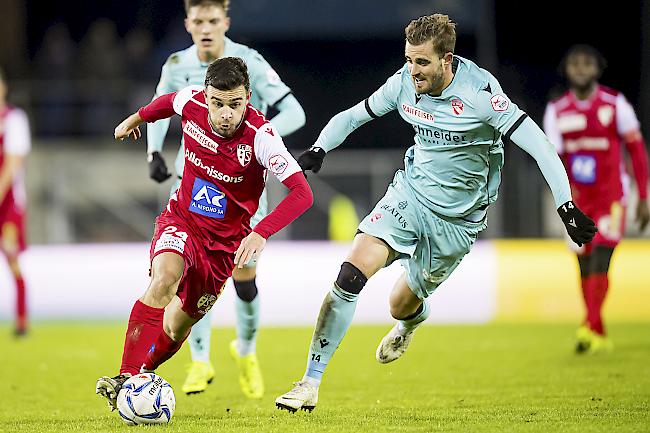 Steigerung nach der Pause. Bastien Toma (links) und der FC Sitten besiegten Schlusslicht Thun mit viel Mühe. Foto Keystone