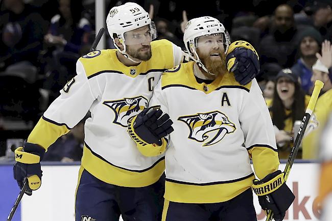 Treffsicher. Roman Josi (links) erzielte erzielte gegen die New York Islanders sein zehntes Saisontor.