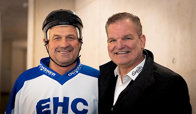 EHC-Raron-Legende Armand Burgener mit Stargast Sean Simpson.