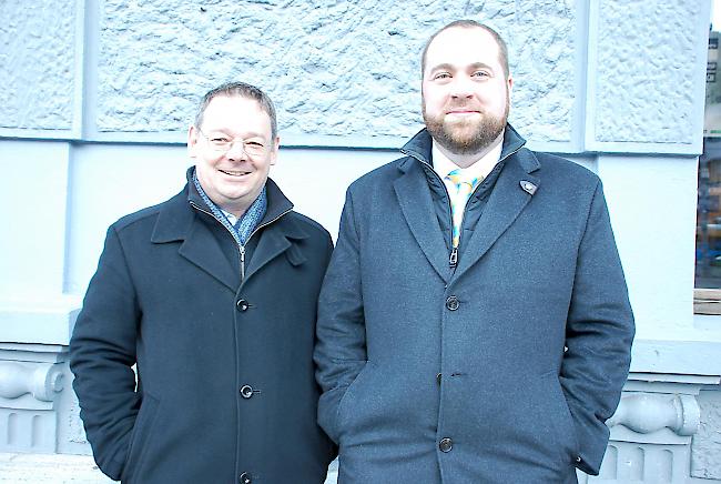 Franz Ruppen (links) und Matthias Eggel stehen ein für ein Nein zur Mieterverbands-Initiative vom 9. Februar 2020.