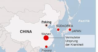 F&auml;lle von Erkrankungen durch das Corona-Virus seit Ende 2019.