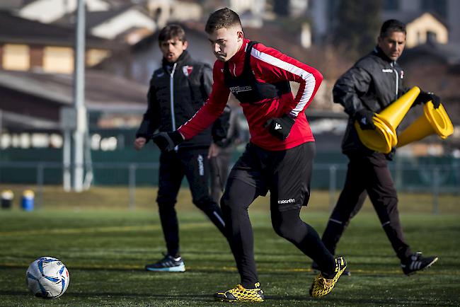 Filip Stojilkovic im Einsatz beim FC Sitten-Training am Mittwoch, 22. Januar 2020 in Fully.