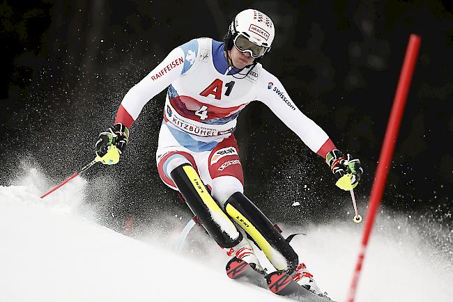 Ramon Zenhäusern 13. nach dem ersten Lauf beim Weltcup-Slalom der Männer in Kitzbühel.