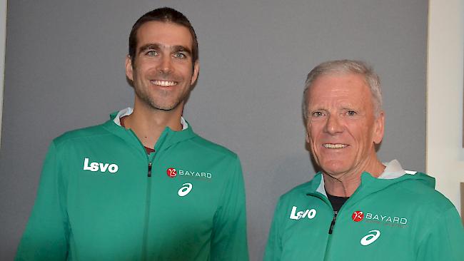Pascal Zenklusen (links) ist Nachfolger von Kurt Kuonen als Präsident des Laufsportverbands Oberwallis.