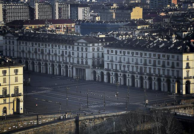 Leere Strassen in Turin.