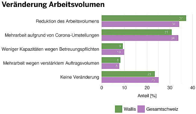 Antworten auf die Frage: «Wie hat sich Ihre berufliche Arbeitsbelastung in den letzten 30 Tagen verändert?» (Erwerbstätige, mehrere Antworten möglich)