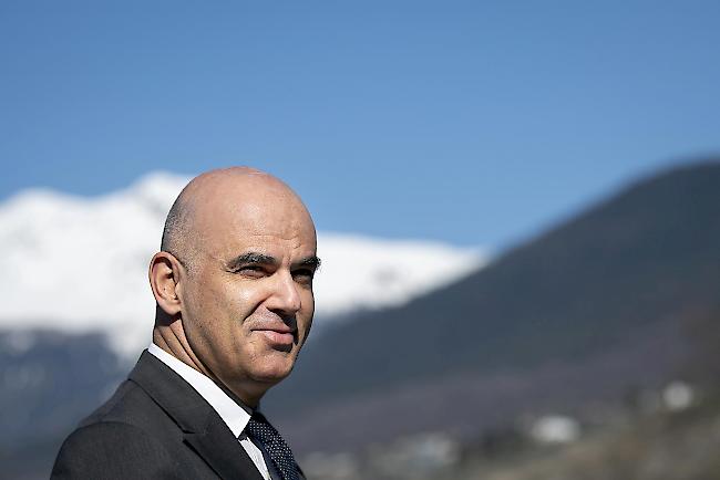 Alain Berset am Montagvormittag in Sitten.